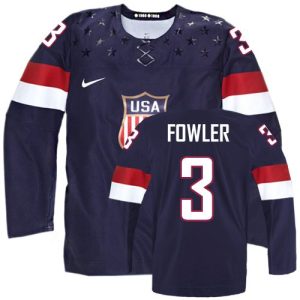 Olympic Hockey Cam Fowler Authentic Herren Navy Blau – Team USA #3 Auswärts 2014